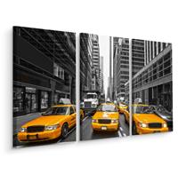 Karo-art Schilderij - Gele taxi's in New York, USA, 3 luik, premium print