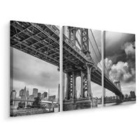 Karo-art Schilderij - Manhattan Bridge , Zwart wit , 3 maten , Premium print