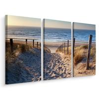 Karo-art Schilderij - Op weg naar de Noordzee, 3 luik, premium print