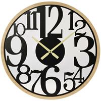 HOME STYLING COLLECTION Große Wanduhr Ø 59,5 cm rund mit Arabische Ziffern, Dekorative Uhr aus MDF-Holz, Eichenoptik, Design Uhr im Vintage-Stil, Leisem Uhrwerk,