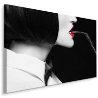 Karo-art Schilderij - Vrouw met zweep, zwart-wit/rood, 4 maten, premium print