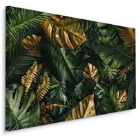 Karo-art Schilderij - Gouden Jungle, 4 maten, wanddecoratie