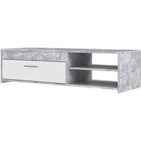 Cstore PILVI Eigentijds tv-meubel - Wit en lichtgrijs beton - B 120 x D 42,1 x H 31,8 cm