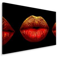 Karo-art Schilderij - Rode lippen, 4 maten, wanddecoratie