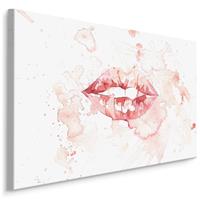 Karo-art Schilderij - Lippen in Aquarel, roze/wit, 4 maten, premium print