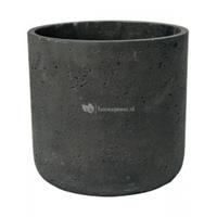 Pottery Pots Pot Rough Charlie L Black Washed Fiberclay 24x24 cm zwarte ronde bloempot