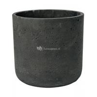 Pottery Pots Pot Rough Charlie M Black Washed Fiberclay 18x18 cm zwarte ronde bloempot