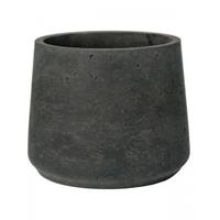 Pottery Pots Pot Rough Patt L Black Washed Fiberclay 20x16 cm zwarte ronde bloempot