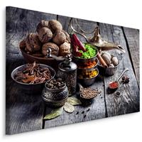 Karo-art Schilderij - Specerijen en noten, multi-gekleurd, 4 maten, premium print