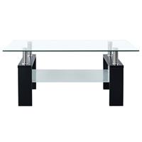 vidaXL Salontafel 95x55x40 cm gehard glas transparant en zwart