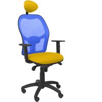 PIQUERAS Y CRESPO Stuhl Jorquera blau Netzsitz bali gelb mit fester Kopfstütze