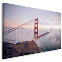 Karo-art Schilderij - Golden Gate Bridge in de mist, multi-gekleurd, 4 maten, premium print