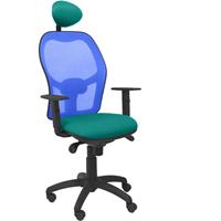 PIQUERAS Y CRESPO Stuhl Jorquera blaues Netzgeflecht bali grüner Sitz mit fester Kopfstütze