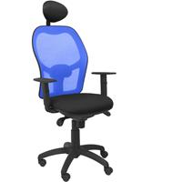 PIQUERAS Y CRESPO Stuhl Jorquera blaues Netzgeflecht bali schwarzer Sitz mit fester Kopfstütze