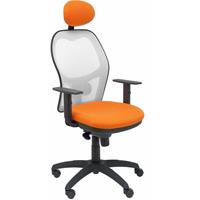 PIQUERAS Y CRESPO Jorquera Stuhl weißes Netzgewebe Bali orange Sitz mit fester Kopfstütze