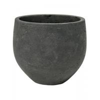 Pottery Pots Pot Rough Orb L Black Washed Fiberclay 32x28 cm zwarte ronde bloempot