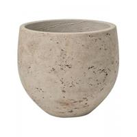 Pottery Pots Pot Rough Orb S Grey Washed Fiberclay 18x15 cm grijze ronde bloempot