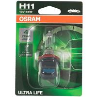 Osram ULTRA LIFE H11, Halogen-Scheinwerferlampe, 64211ULT-01B, 12V PKW, Einzelblister (1 Stück)