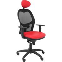 PIQUERAS Y CRESPO Stuhl Jorquera schwarzer netzähnlicher roter Sitz mit fester Kopfstütze