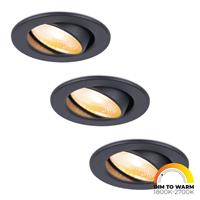 HOFTRONIC™ 3x Malta - LED inbouwspots - zwart - IP44 - 5W - 1800-2700K dim to warm - dimbaar - 5 jaar garantie