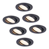 HOFTRONIC™ 6x Malta - LED inbouwspots - zwart - IP44 - 5W - 2700K warm wit - dimbaar - 5 jaar garantie