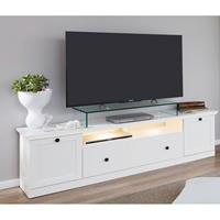 TV Lowboard mit LED Unterbaubeleuchtung BERGAMA-19 weiß Landhausstil, B/H/T: ca. 177/49/41 cm