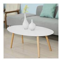 SoBuy Ovale houten salontafel - 60x105x40 cm - Max. 50KG - Wit