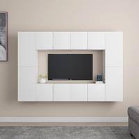 vidaXL Kleiderschrank 8-tlg TV-Schrank-Set Weiß Spanplatte