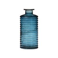 Bellatio Glazen Stijlvolle Bloemenvaas Transparant Blauw D9.5 En H21.5 Cm - Vazen
