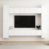 vidaXL Kleiderschrank 10-tlg TV-Schrank-Set Hochglanz-Weiß Spanplatte