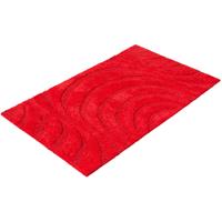 PANA Jaipur Badematte mit Wellenmuster aus Baumwolle • 60 x 100 cm • Rot