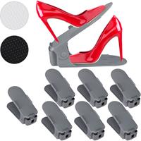 RELAXDAYS 8er Set Schuhstapler verstellbar, Schuhorganizer für hohe & flache Schuhe, rutschfest, H 11,5-20cm, dunkelgrau