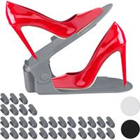 RELAXDAYS 32 x Schuhstapler verstellbar, Schuhorganizer für hohe & flache Schuhe, rutschfest, Schuhhalter H 11,5-20cm, dunkelgrau