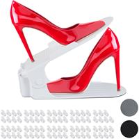RELAXDAYS 80 x Schuhstapler verstellbar, Schuhorganizer für hohe & flache Schuhe, rutschfest, Schuhhalter H 11,5 - 20 cm, weiß