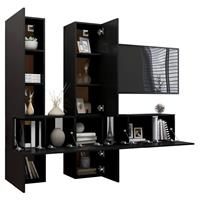 vidaXL TV-Schrank 7-tlg. TV-Schrank-Set Schwarz Holzwerkstoff (7-St)