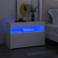 vidaXL Nachttisch mit LED-Leuchten Weiß 60x35x40 cm Spanplatte 