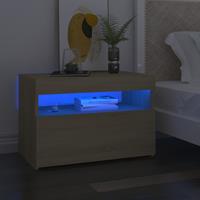 vidaXL Nachttisch mit LED-Leuchten Sonoma-Eiche 60x35x40cm Spanplatte 