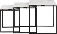 24Designs Set 3 Bijzettafels Serenity - Wit Keramiek - Mat Zwart Metalen Onderstel