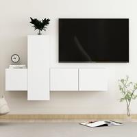 vidaXL Kleiderschrank 3-tlg TV-Schrank-Set Weiß Spanplatte TV-Konsole für Fernseher