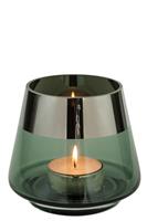 Fink Glas Teelichthalter/Windlicht Jona grün H 13 x D 15