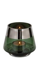 Fink Glas Teelichthalter/Windlicht Jona grün H 9 x D 11