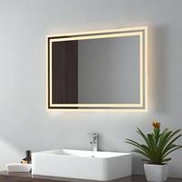 EMKE LED Badezimmerspiegel 50x70cm Badspiegel mit Warmwei℃er Beleuchtung IP44 - 50x70cm | Warmwei℃es Licht + Wandschalter