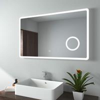 EMKE Badspiegel mit Beleuchtung, Wandspiegel 100x60 cm mit Touch, 3-fach Lupe, Kaltwei℃ (Modell M) - 100x60cm | Touch+Lupe+Kaltwei℃