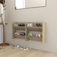 vidaXL Wandschoenenkasten 2 st 60x18x60 cm spaanplaat sonoma eiken