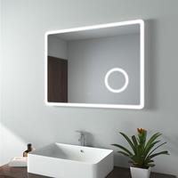 EMKE Badspiegel mit Beleuchtung, Beschlagfrei Lichtspiegel Wandspiegel 80x60 cm mit Touch, 3-fach Lupe, 3 Lichtfarbe (Modell M) - 80x60cm |