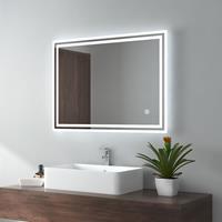 EMKE LED Badspiegel 80x60cm Badezimmerspiegel mit Kaltwei℃er Beleuchtung und Touch-schalter - 80x60cm | Kaltwei℃es Licht + Touch