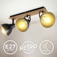 B.K.LICHT LED Deckenleuchte Retro Spotlampe Vintage Holz Industrie Wohnzimmer Flur E27