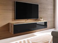 Mobistoxx TV-meubel DUBAI 2 klapdeuren 140 cm eik wotan/hoogglans zwart met verlichting