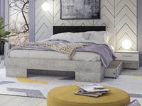Mobistoxx Bed en nachtkastjes VERO 180x200 cm wit/beton met lades