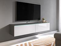 Mobistoxx TV-meubel DUBAI 2 klapdeuren 140 cm matera/hoogglans wit met verlichting